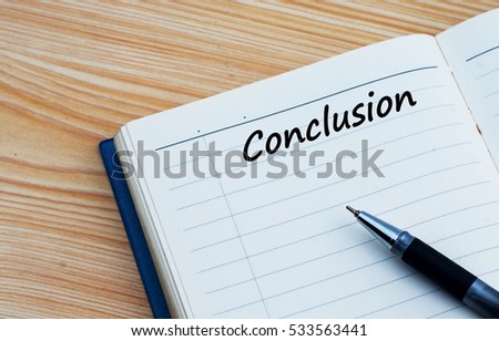 Conclusion text written on a diary