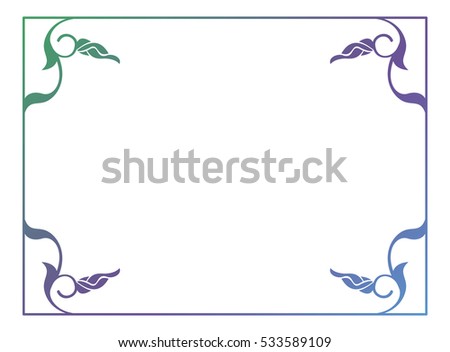 Beautiful floral frame with gradient fill. Color silhouette  frame for advertisements, wedding and other invitations or greeting cards. Raster clip art.