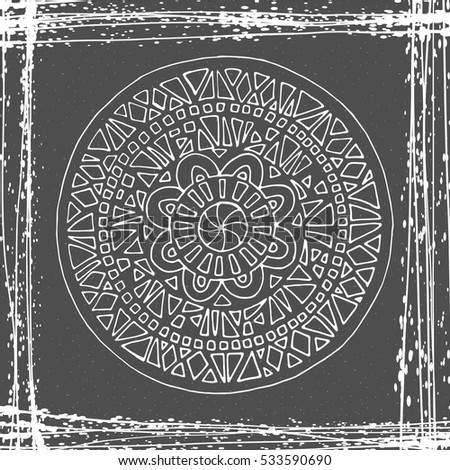 Creative mandala in frame for coloring book and adults. 