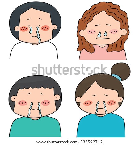 vector set of runny nose people