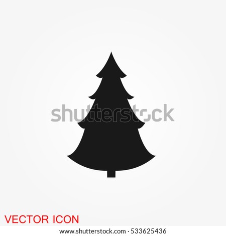 Christmas tree icon on white background. 