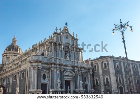 Piazza Duomo (Cathedral Square) with Cathedral of Santa Agatha (Catania duomo) in Catania in Sicily, Italy