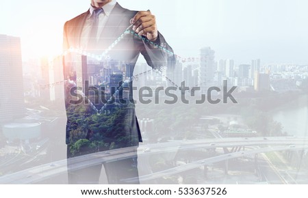 His business growth and progress . Mixed media Royalty-Free Stock Photo #533637526