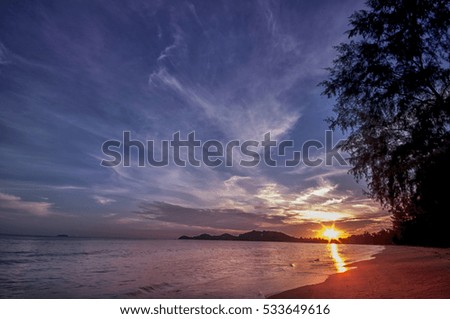 Sunset on the beach with beautiful sky