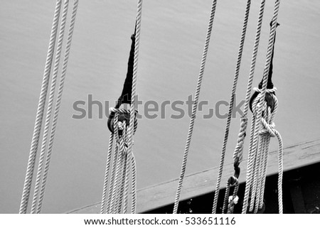 Ropes on a sailboat