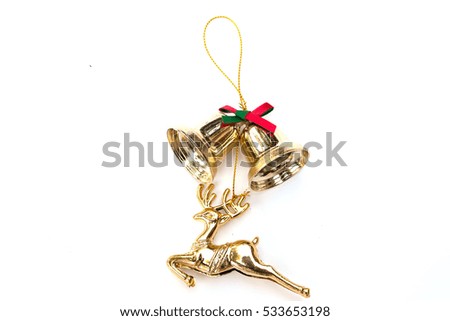Gold Reindeer Christmas Decoration Isolated on White