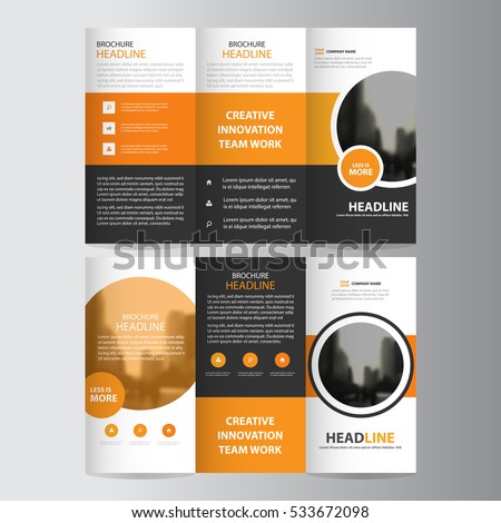 Orange circle business trifold Leaflet Brochure Flyer report template vector minimal flat design set, abstract three fold presentation layout a4 size Royalty-Free Stock Photo #533672098