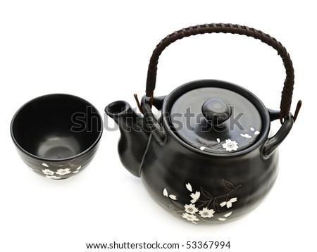 china tableware for chinese tea ceremony over white