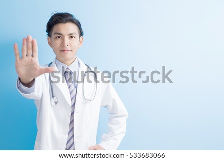 male doctor show stop to you,asian