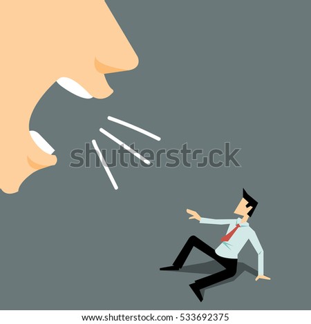Angry man shouting to young business man-vector cartoon Royalty-Free Stock Photo #533692375
