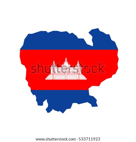 Cambodia map and flag in white background
