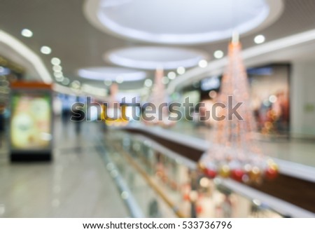bright mall interior, preparing for celebrating christmas, no focus, blurred