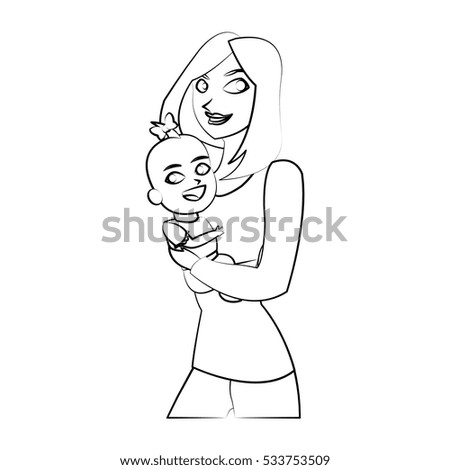 Isolated baby and mother cartoon design 