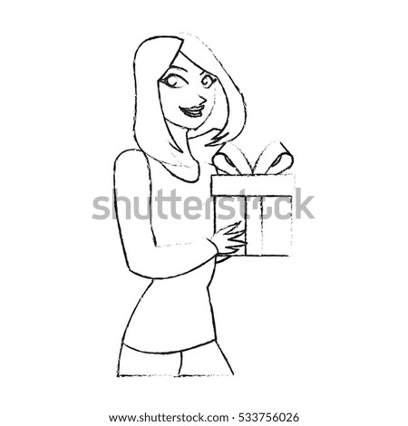 Isolated gift and woman design