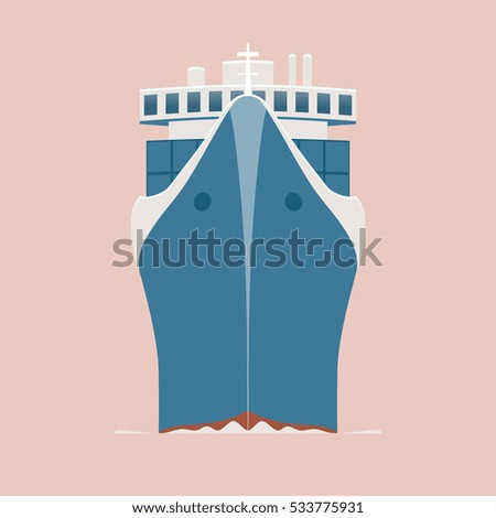 Sea ship cargo transportation and  logistics concept. Vector illustration isolated on background.  
