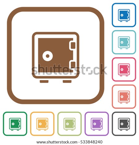 Strong box simple icons in color rounded square frames on white background
