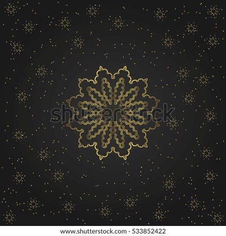 Golden circular shape, creative eastern symbol, luxury ornamental pattern, vector illustration 