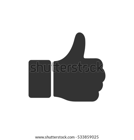 Hand Thumb Up icon flat. Illustration isolated on white background. Vector grey sign symbol Royalty-Free Stock Photo #533859025