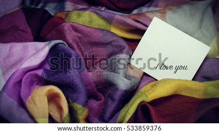 Summer colorful scarf, a note on the paper i love you