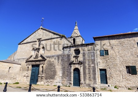 Notre Dame de la Major Church in Arles. Arles, Bouches-du-Rhone, France.