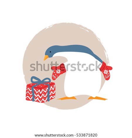 Penguin in Christmas costume