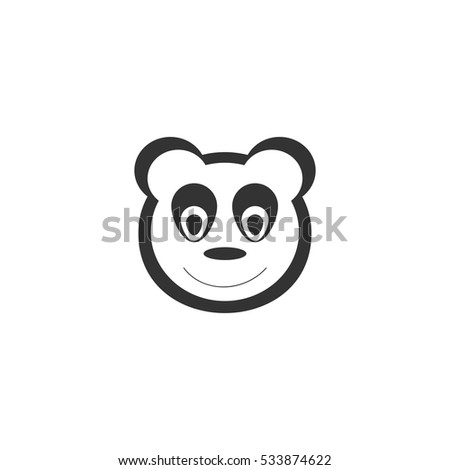 Panda icon flat. Illustration isolated on white background. Vector grey sign symbol