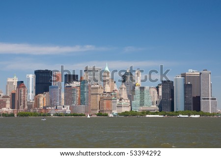 New York city skyline viewed from Ellis island
