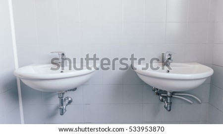 Two sink washbasins - wide angle