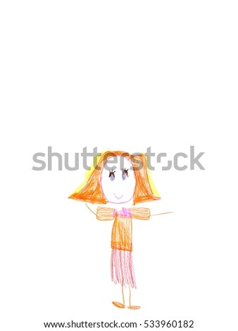 A childs color drawing on a white background