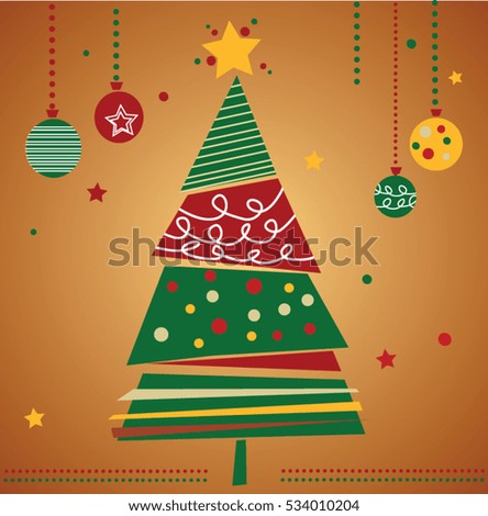 Decorated christmas tree holiday illustration vector