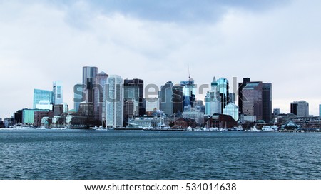 Boston downtown skyline on overcast day