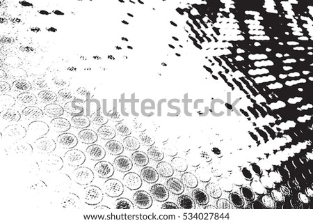 Distress Dot and shabby circle overlay texture. Empty grunge black and white background. Creative design element. EPS10 vector.
