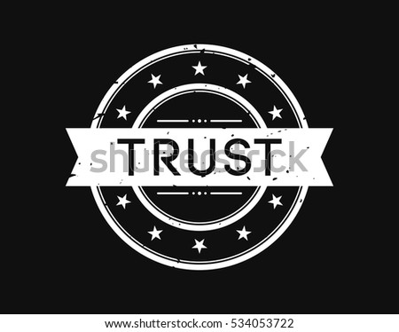 trust. stamp mark white on black background