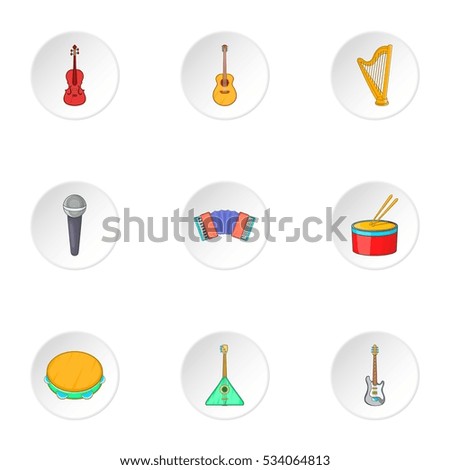 Musical instruments icons set. Cartoon illustration of 9 musical instruments vector icons for web