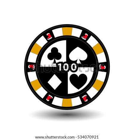 Christmas casino chips. yellow. Skating Santa Claus. Illustration vector. Use for the site, printing, paper, cloth decoration design etc