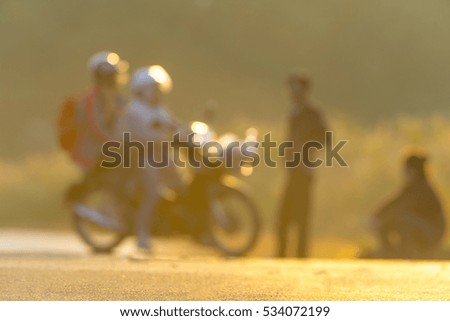 Blur Motorcycle on road at twilight