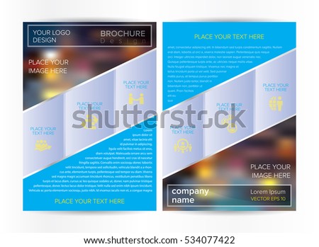 Brochure template layout, cover design annual report, magazine, flyer in A4 with blue polygonal triangles. vector set.