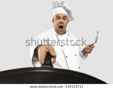 Cook chef making food. Photo make in studio in fifty million pixels resolution and image with saved path. 