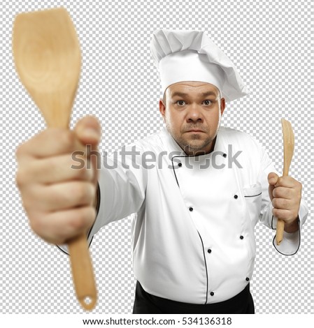 Cook chef making food. Photo make in studio with highest resolution fifty million pixels and saved path. 