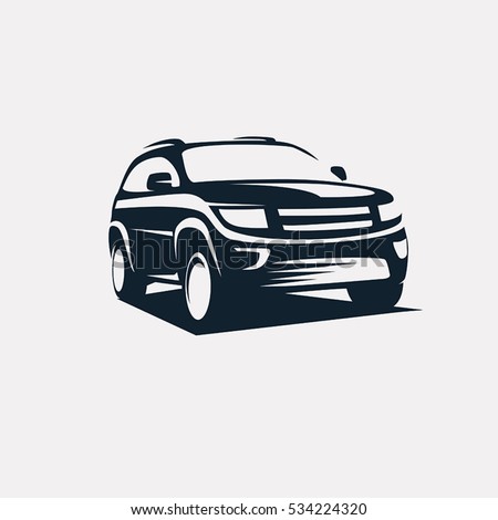 modern suv logo template, offroader car stylized vector silhouette. Royalty-Free Stock Photo #534224320