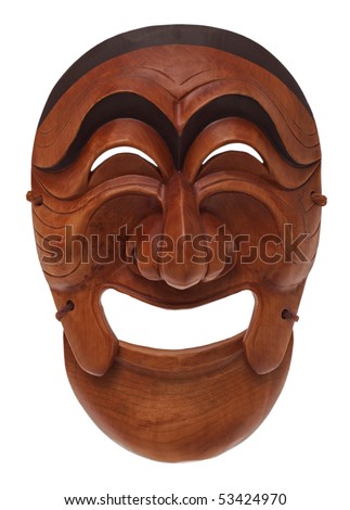 Korean traditional wooden mask frontal Royalty-Free Stock Photo #53424970