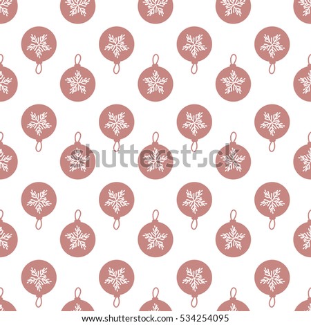 Metal Christmas-tree balls background. Material bronze copper or pink gold. Seamless pattern abstract. Hand drawing of a snowflake. Vector illustration.
