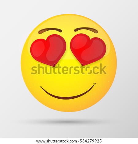 Cute feeling in love emoticon, emoji, smiley. Vector illustration.
