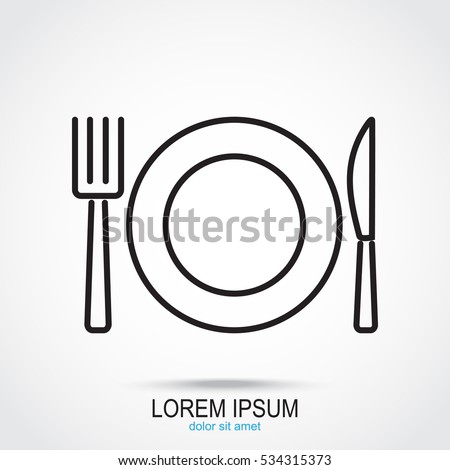 Line icon- plate, knife and fork Royalty-Free Stock Photo #534315373