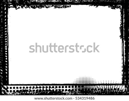 Vector Frame. rectangle for image. distress texture . Grunge Black and White border picture . 