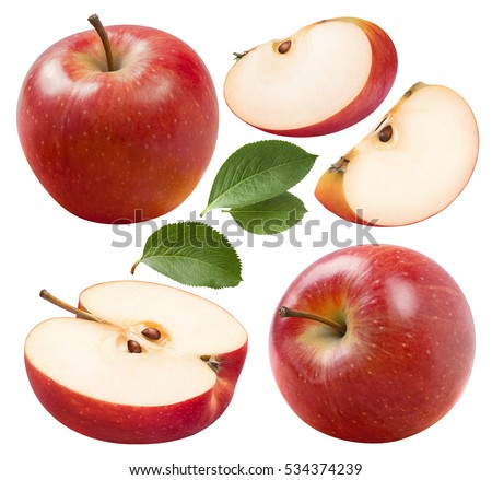 Red apple set 2 isolated on white background as package design element