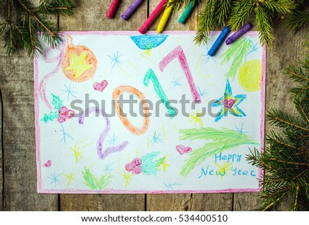 the figure of a child greeting the new year and Christmas.
