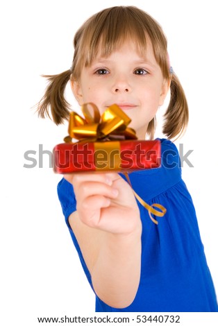 little girl with gift