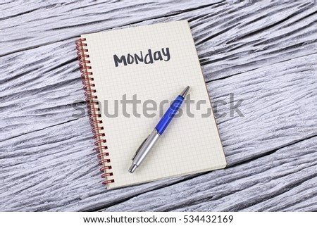 Monday  word on a notepad