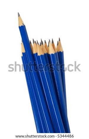 Assortment of pencils isolated on white background. Path included